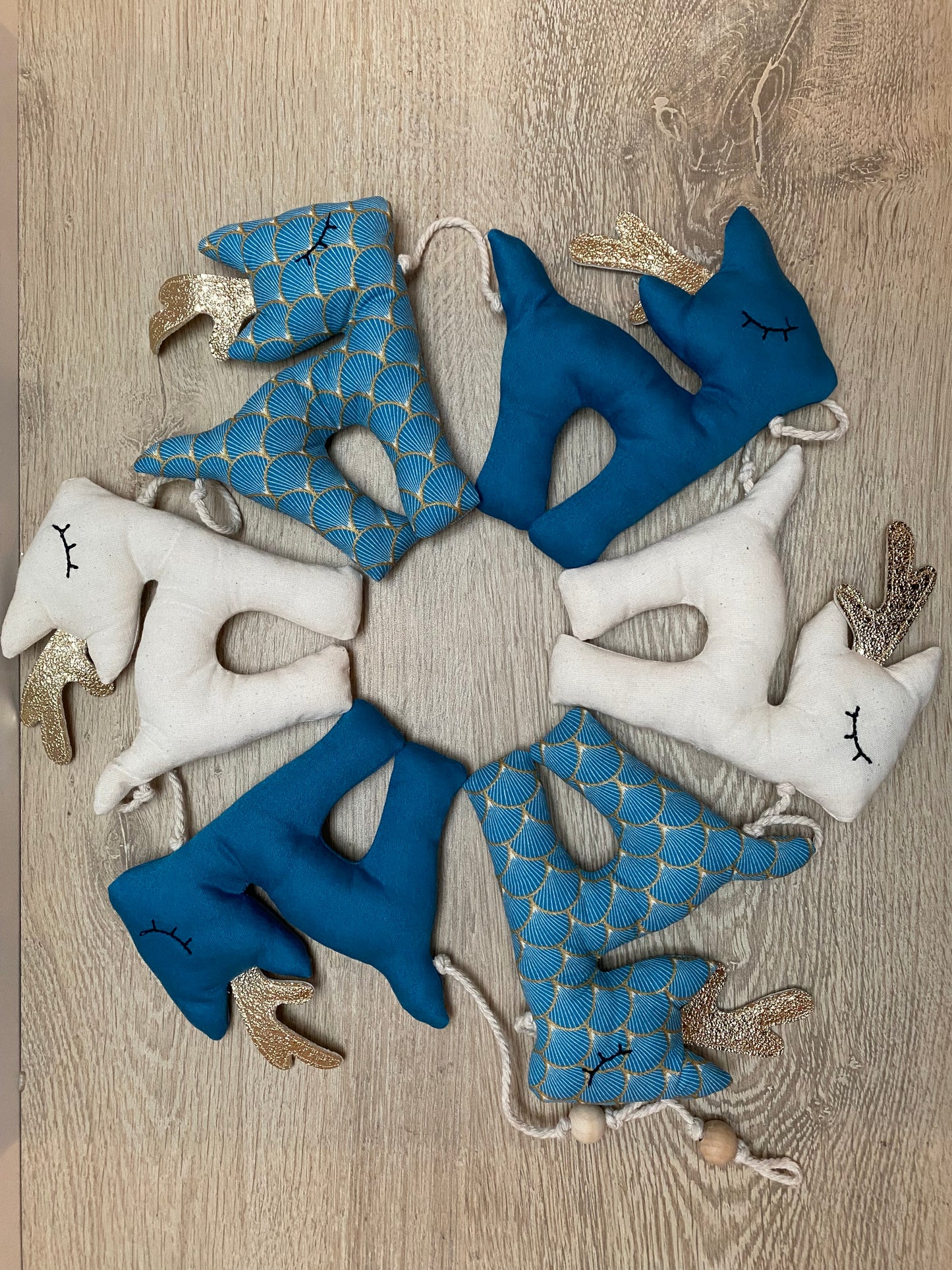 Guirlandes faons - Bleu/Crème