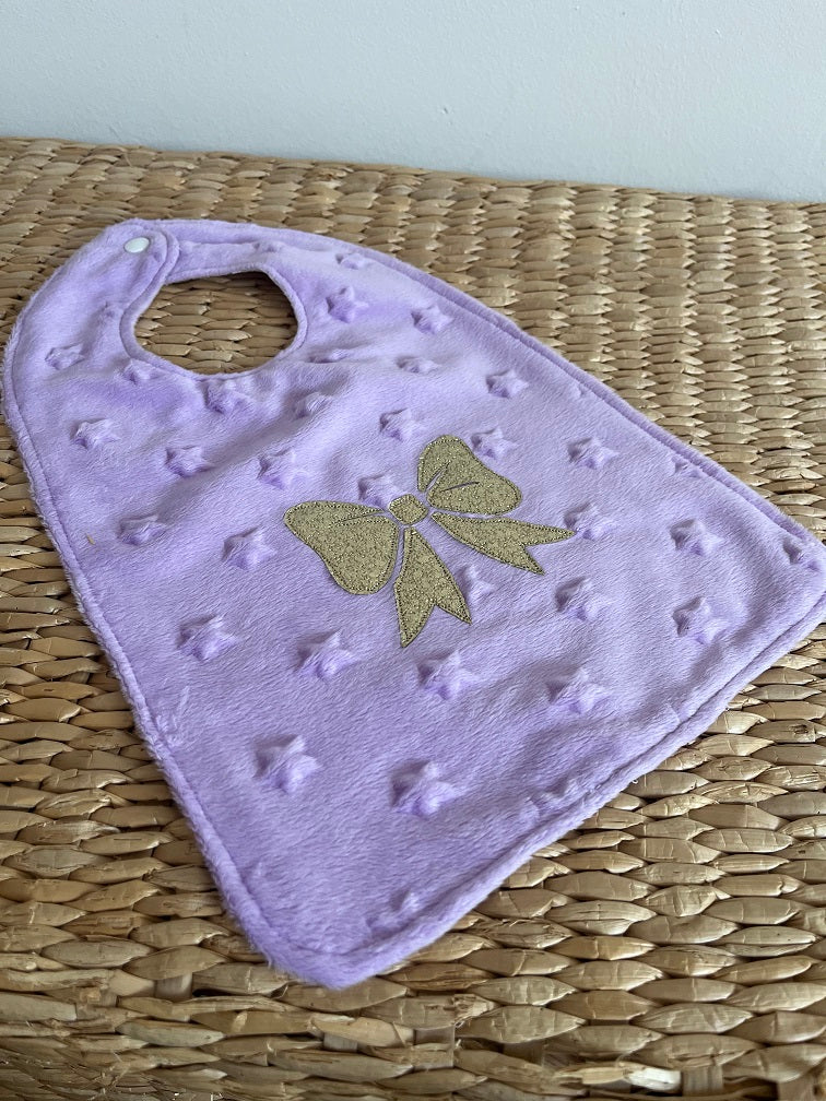 Bavoir - Collection Noeud Papillon - Parme/Liberty parme - Fabrication artisanale - vue recto