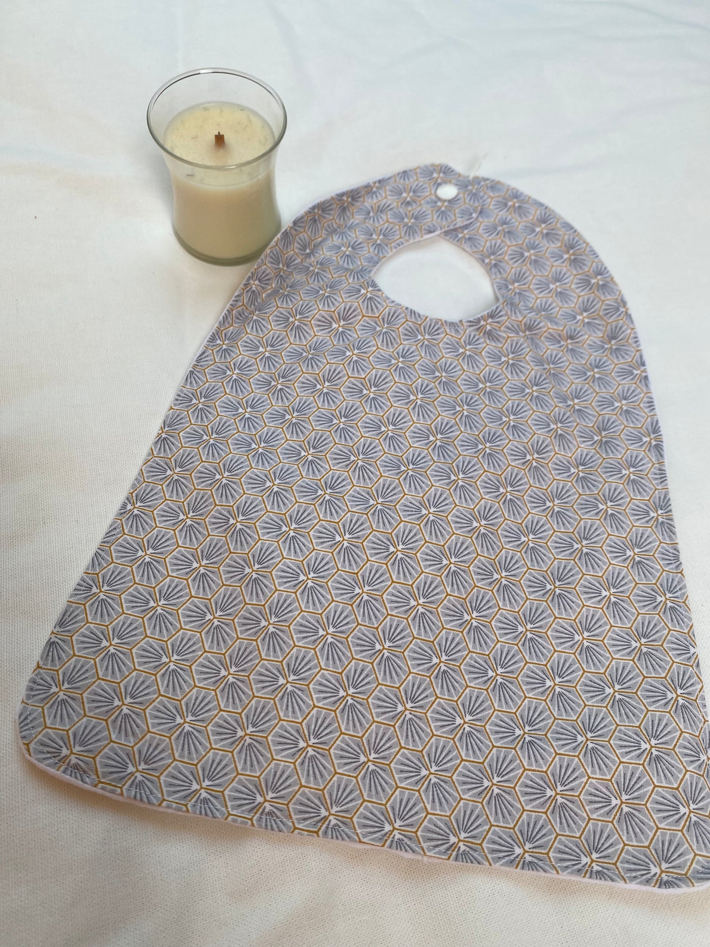 Bavoir - Collection Toucan- Blanc/Origami gris