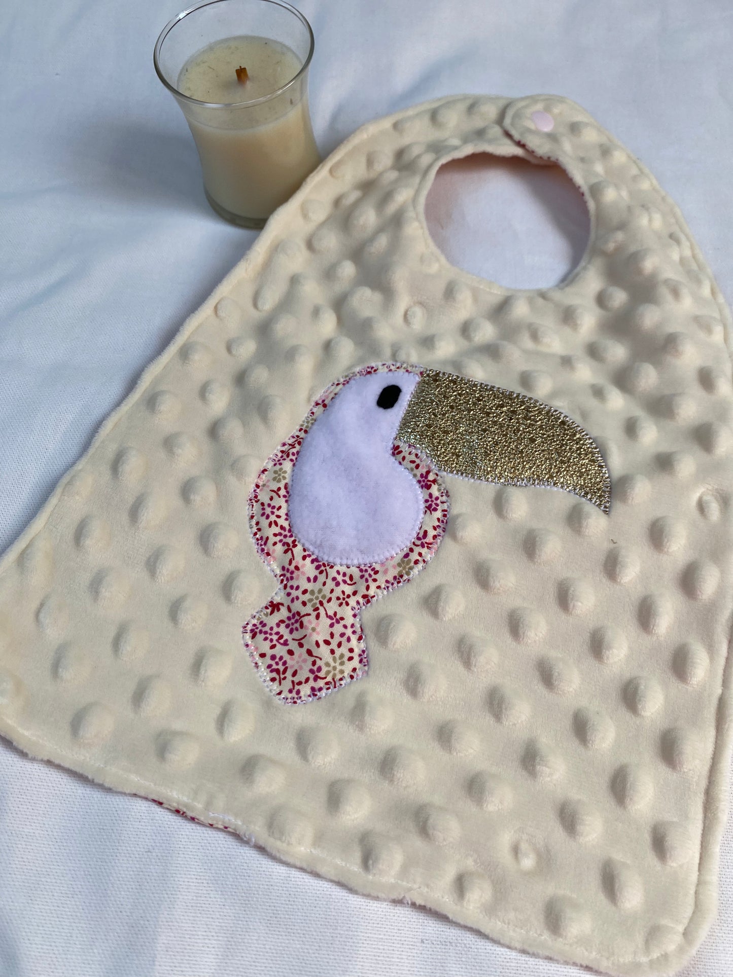 Bavoir - Collection Toucan- Crème/Rose liberty