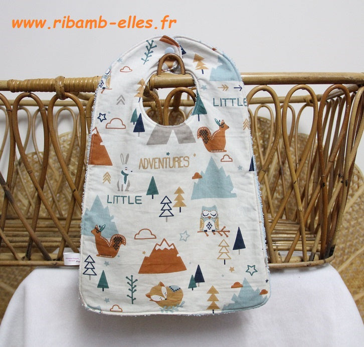 Bavoir - Collection Renard - Bleu/Orange