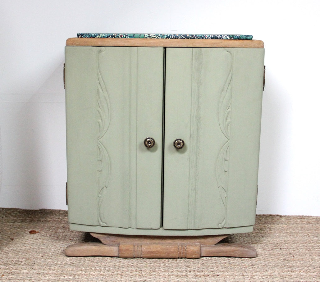 Art Deco Bedside Table - Sage Green