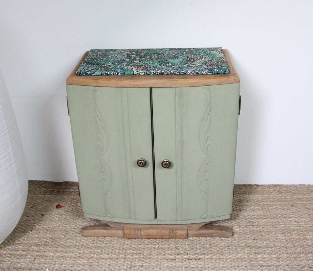 Art Deco Bedside Table - Sage Green