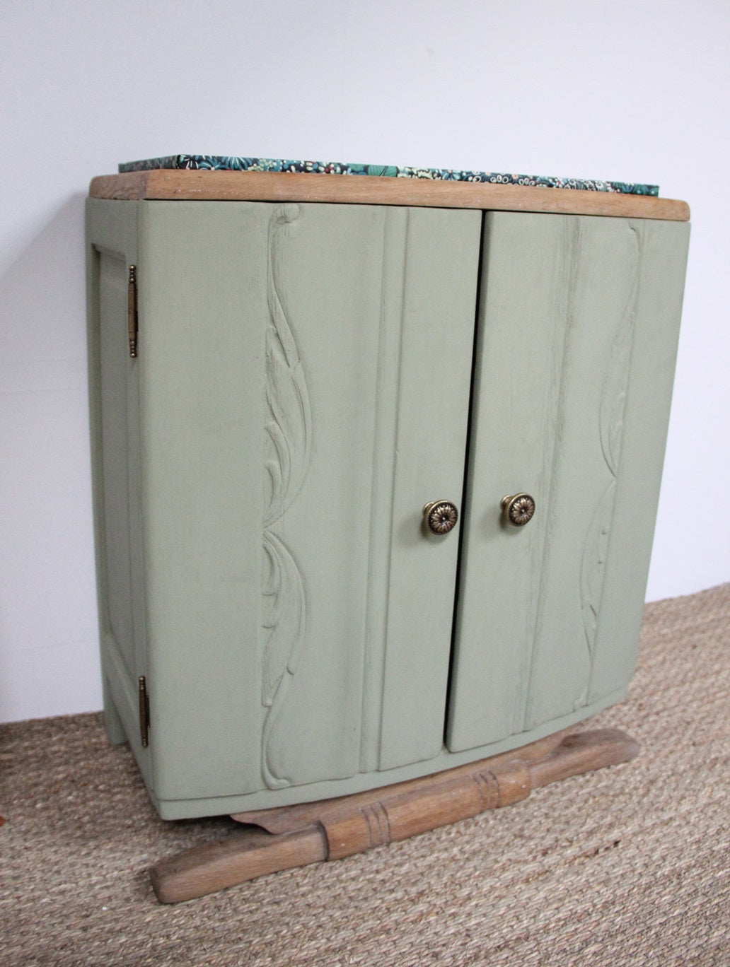Art Deco Bedside Table - Sage Green