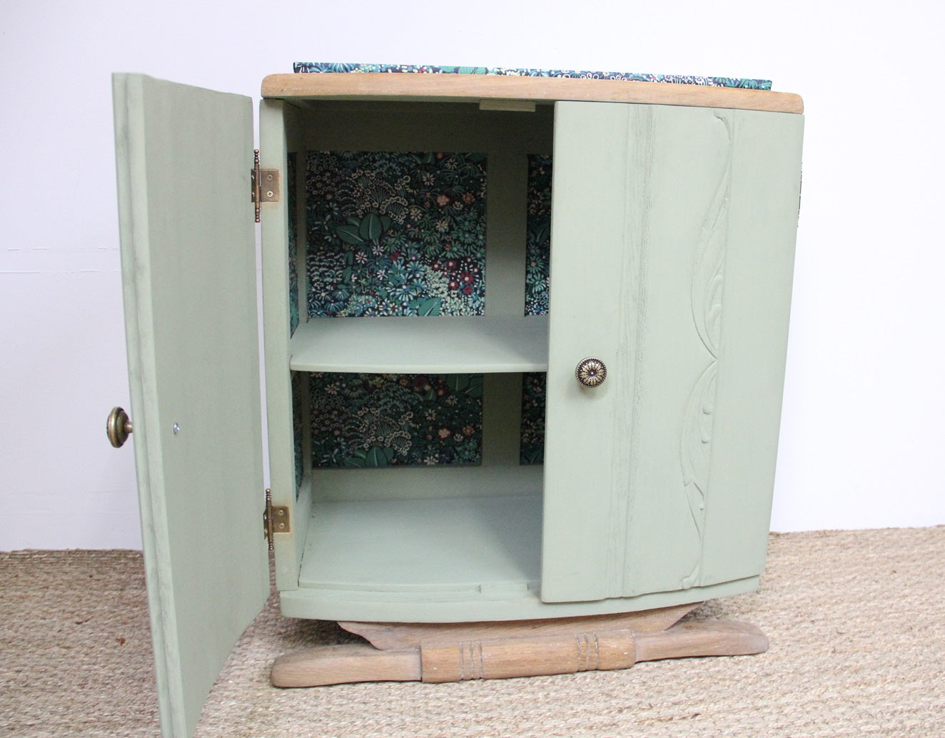 Art Deco Bedside Table - Sage Green