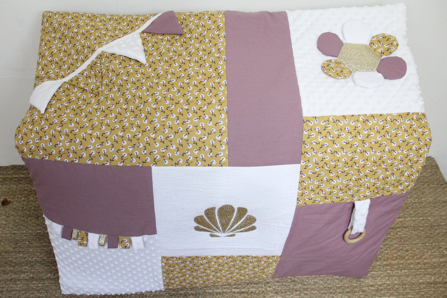 Tapis d'éveil - Collection Coquillage - Moutarde/Parme
