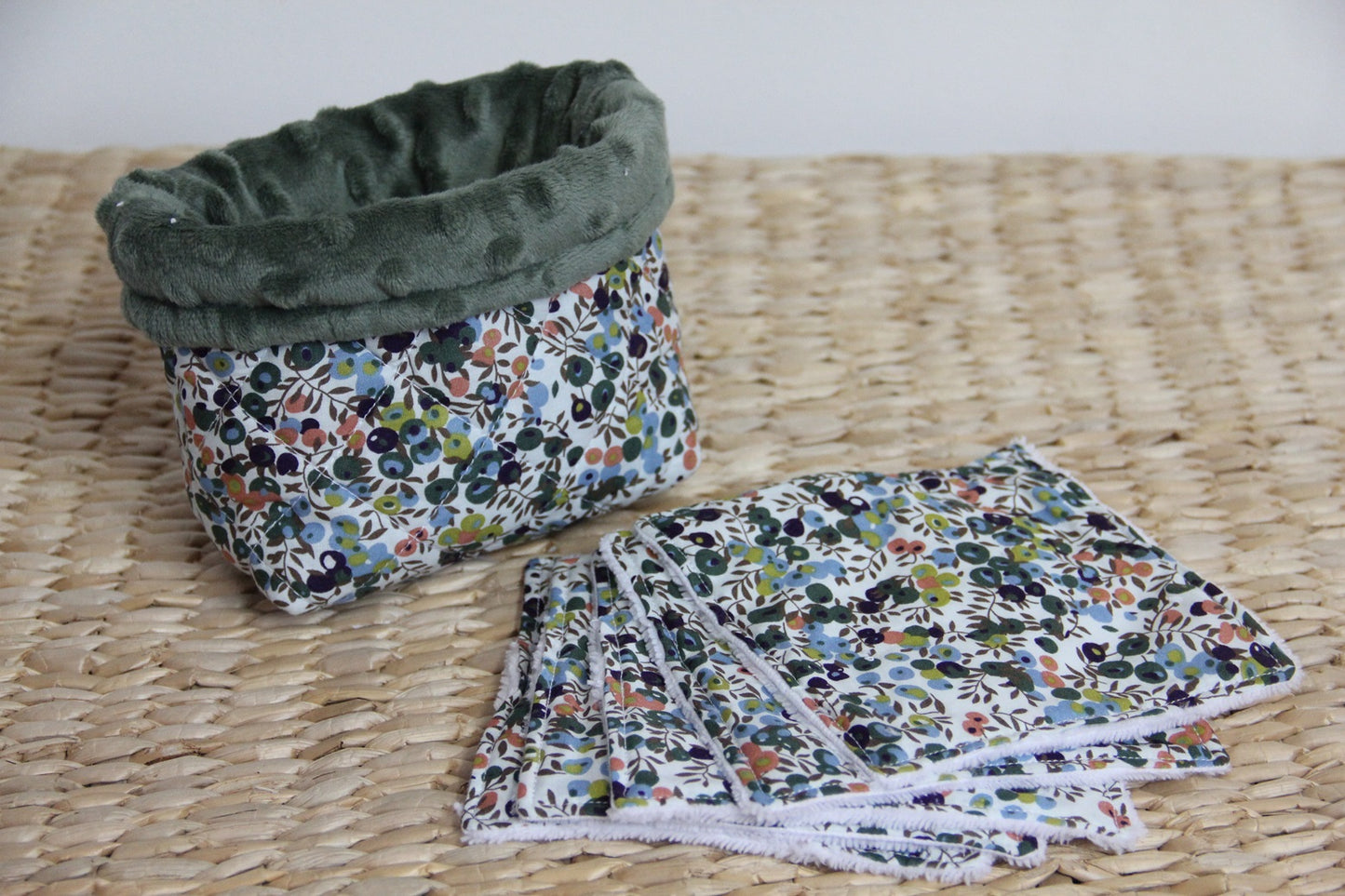 Panière de lingettes - Kaki/Liberty kaki