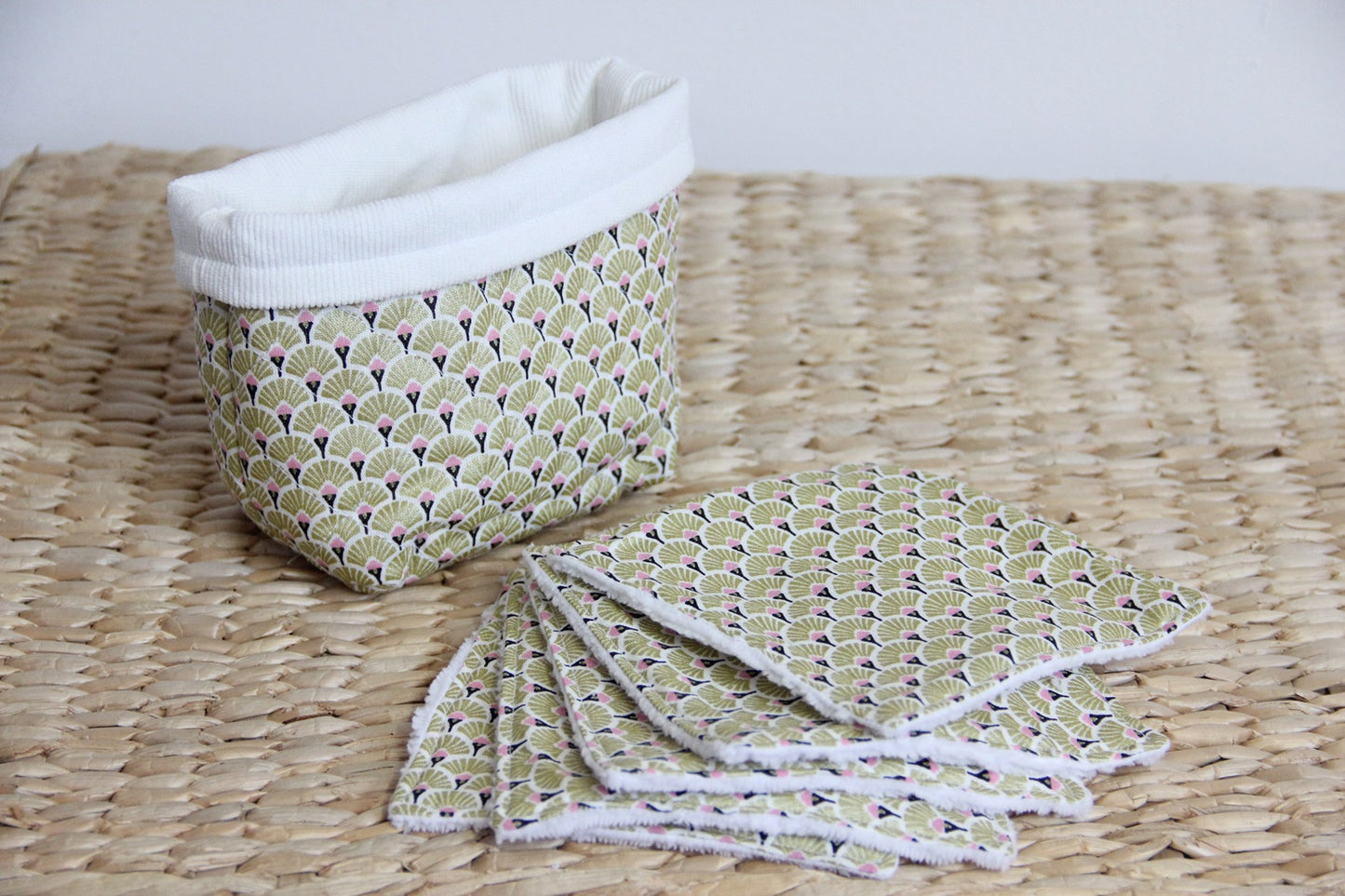 Panière de lingettes - Blanc/Doré éventail