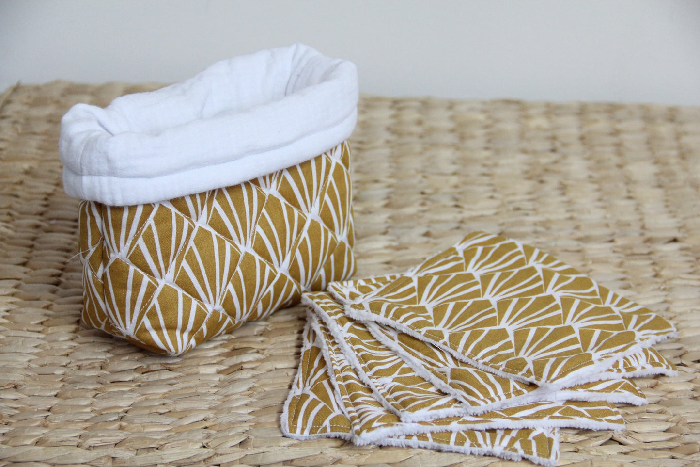 Panière de lingettes - Blanc/Moutarde