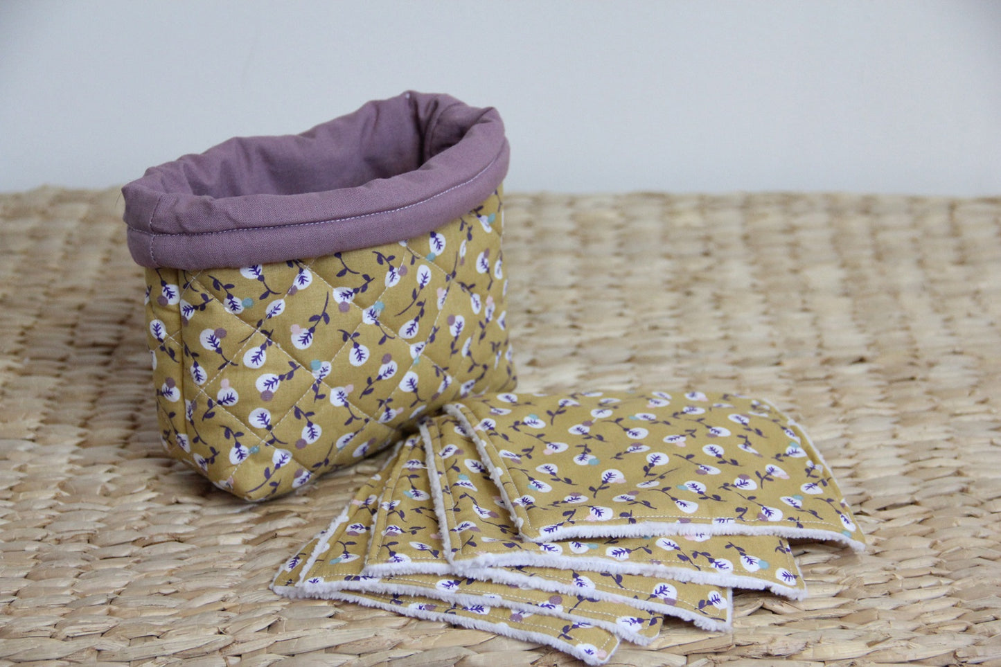 Panière de lingettes - Parme/Moutarde