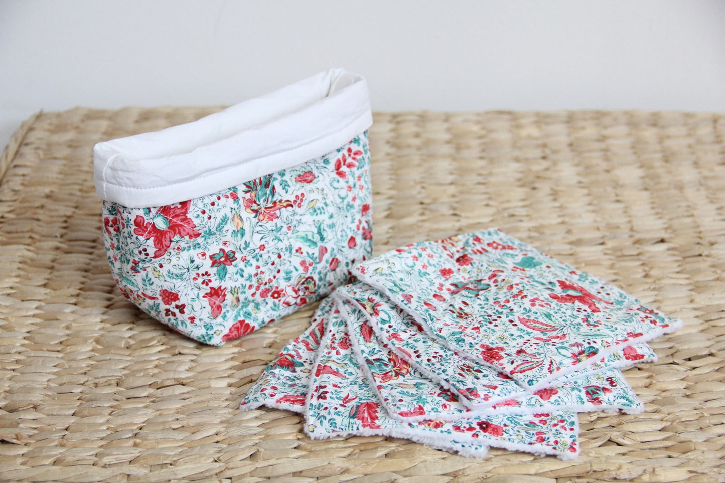 Panière de lingettes - Blanc/Liberty Vert d'eau