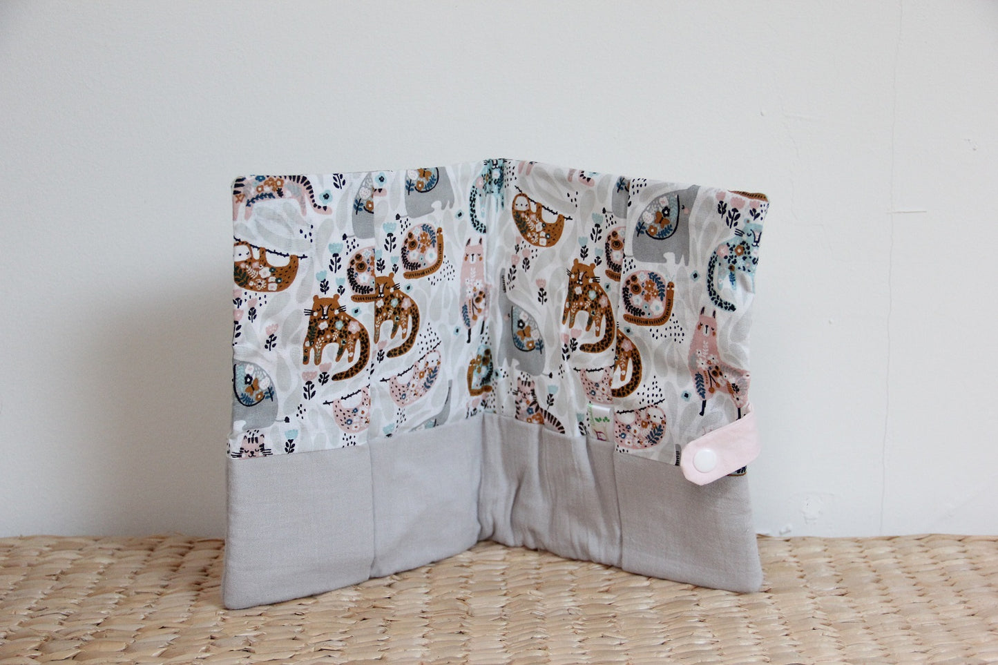 Protège carnet de santé - Collection Eléphant - Rose/Gris