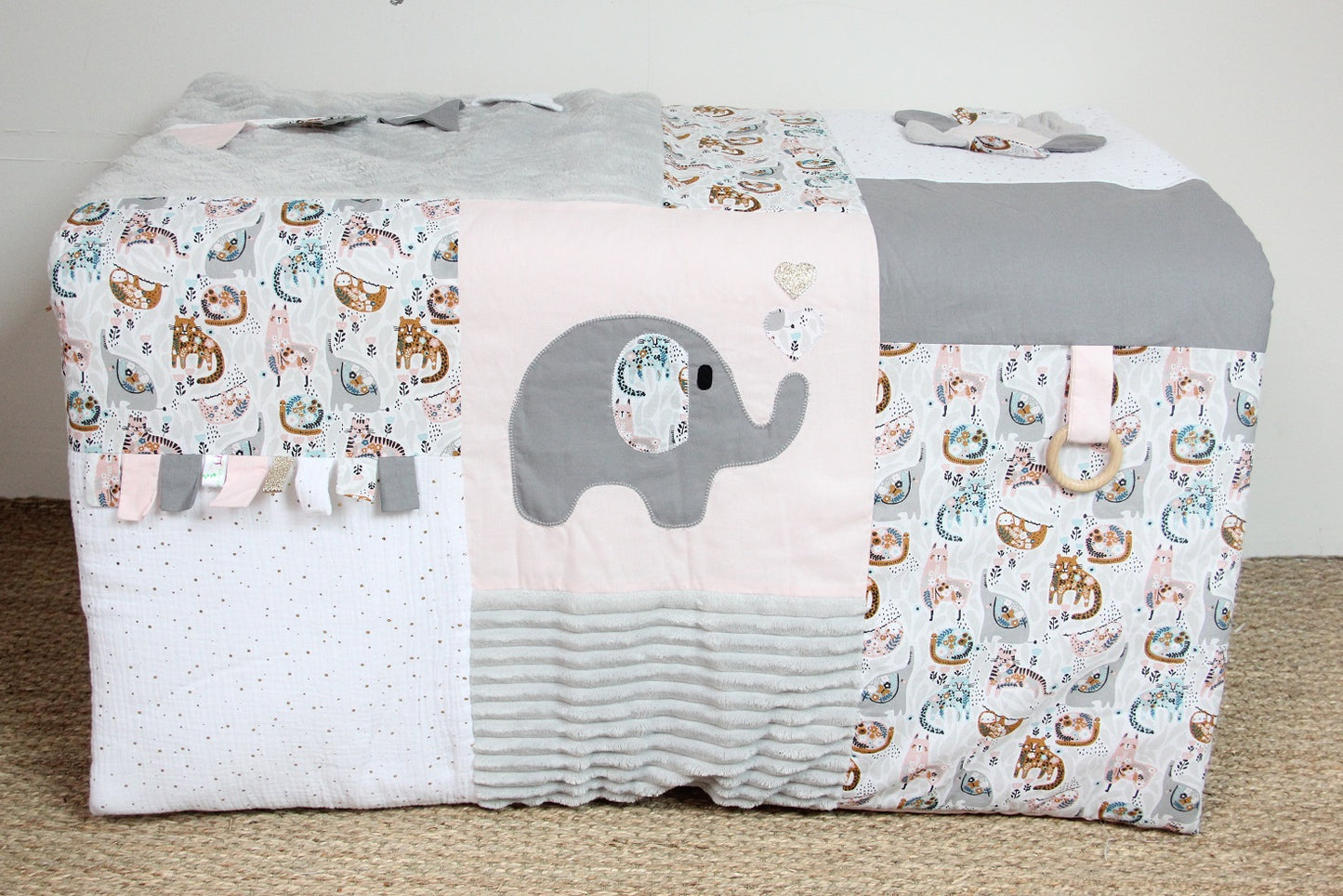 Tapis d'éveil - Collection Eléphant - Rose/Gris