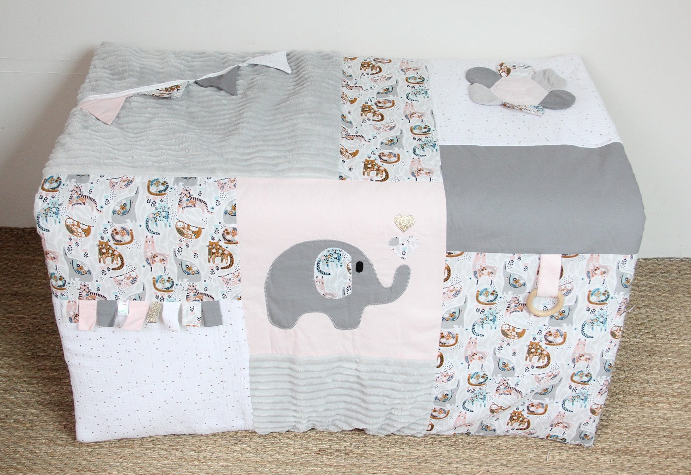 Tapis d'éveil - Collection Eléphant - Rose/Gris