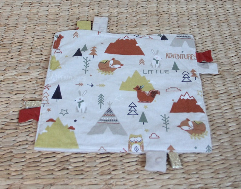 Doudou étiquettes - Collection Renard - Gris/ Rouille