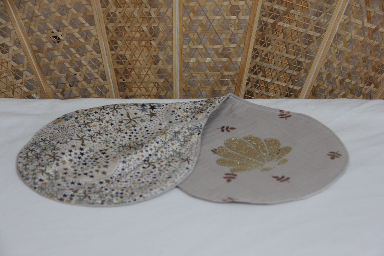 Bavoir d'épaule - Collection Coquillage - Taupe/Liberty taupe