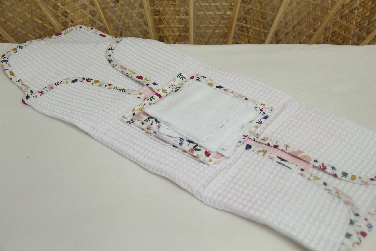 Tapis nomade Naissance Nid d'abeille Blanc / Rose