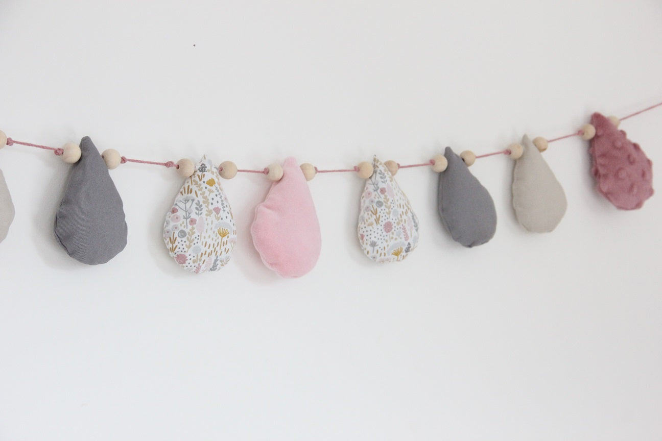 Guirlandes gouttes - Rose/Gris/Vieux rose