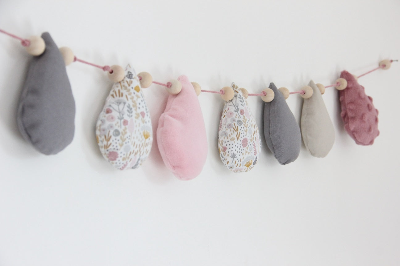 Guirlandes gouttes - Rose/Gris/Vieux rose