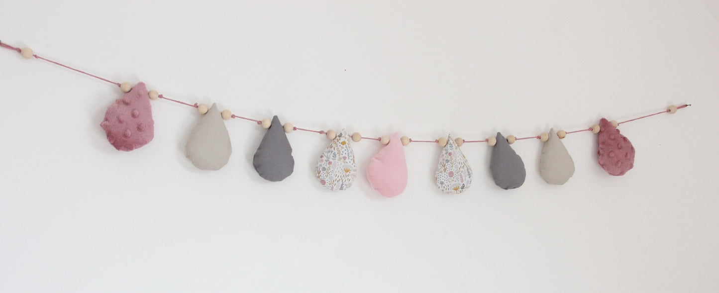 Guirlandes gouttes - Rose/Gris/Vieux rose