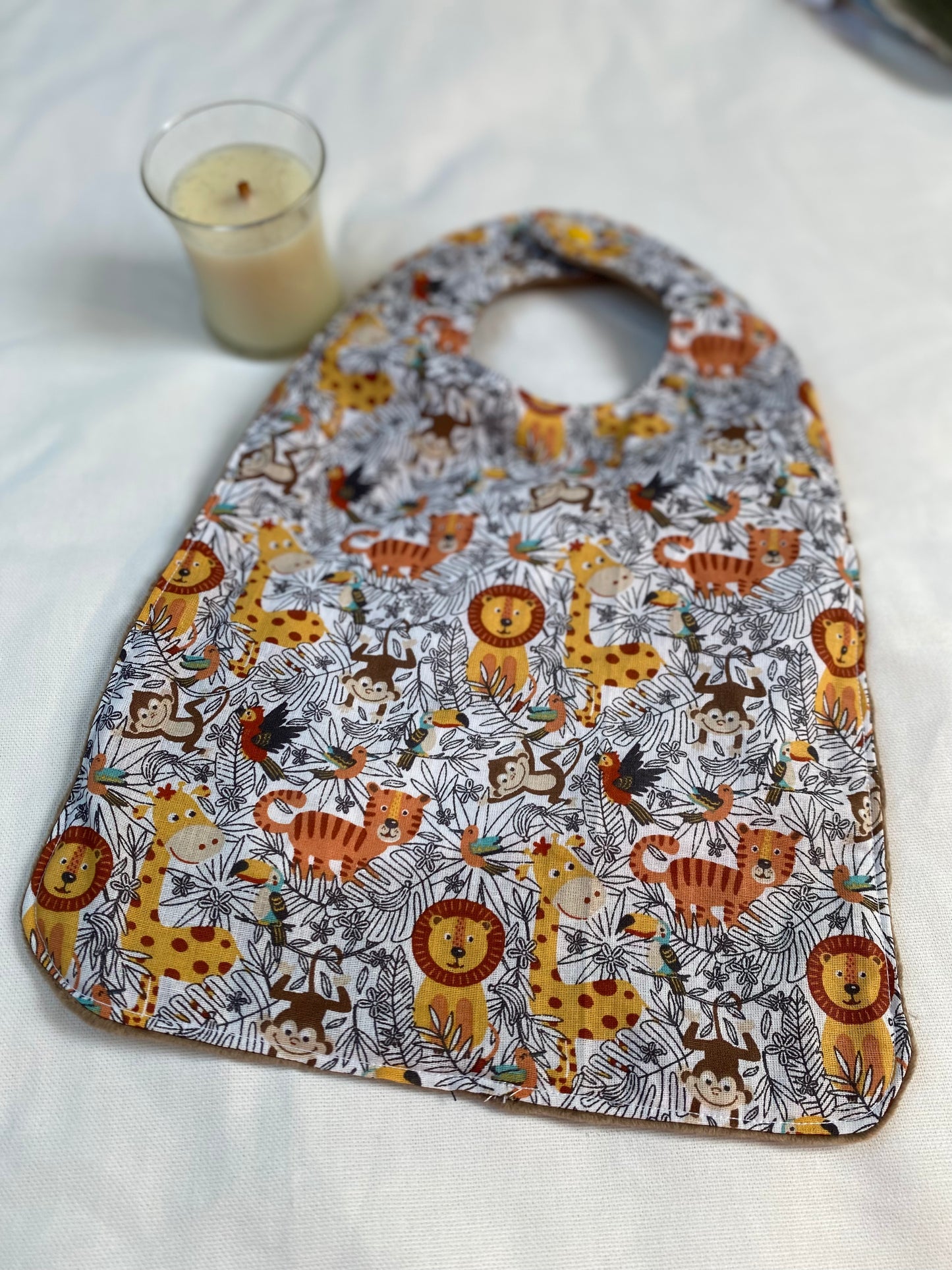 Bavoir - Collection lion - Marron/Moutarde