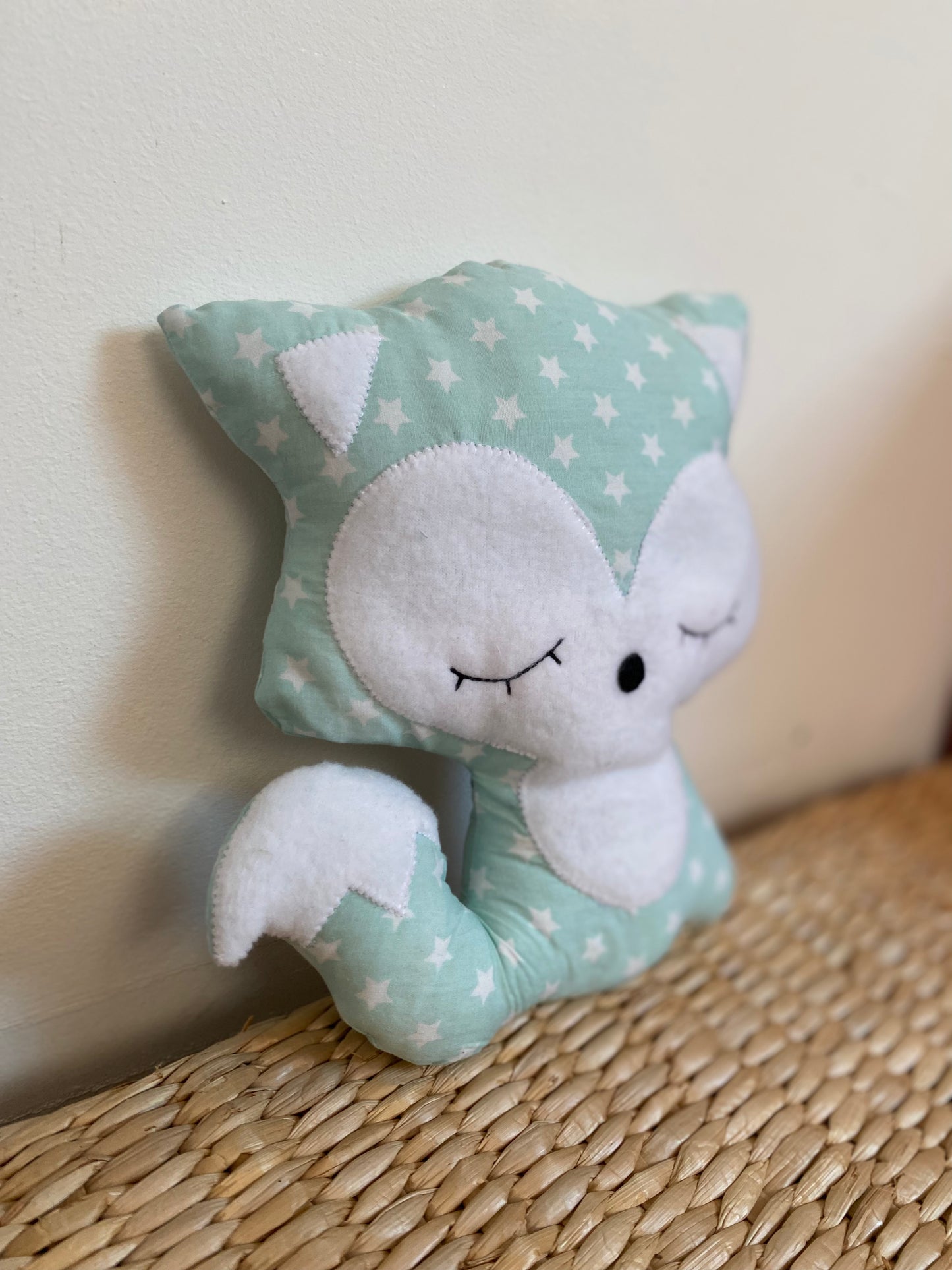 Doudou Renard moyen - Vert d'eau/étoiles