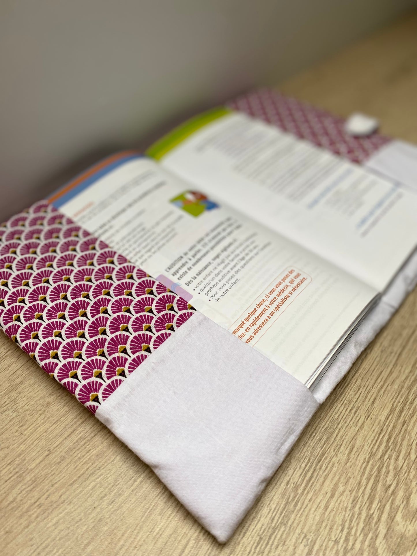 protège carnet de santé bébé fait main thème hiboux tons rose blanc