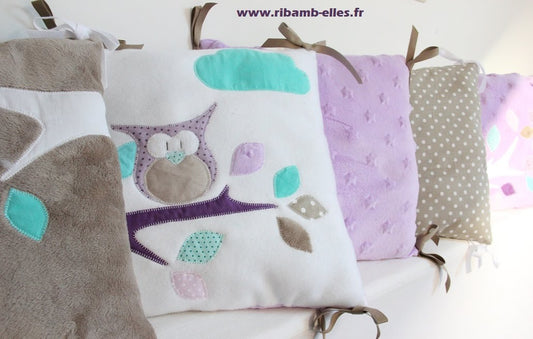 Bed bumper - Owl collection - Parma/Taupe