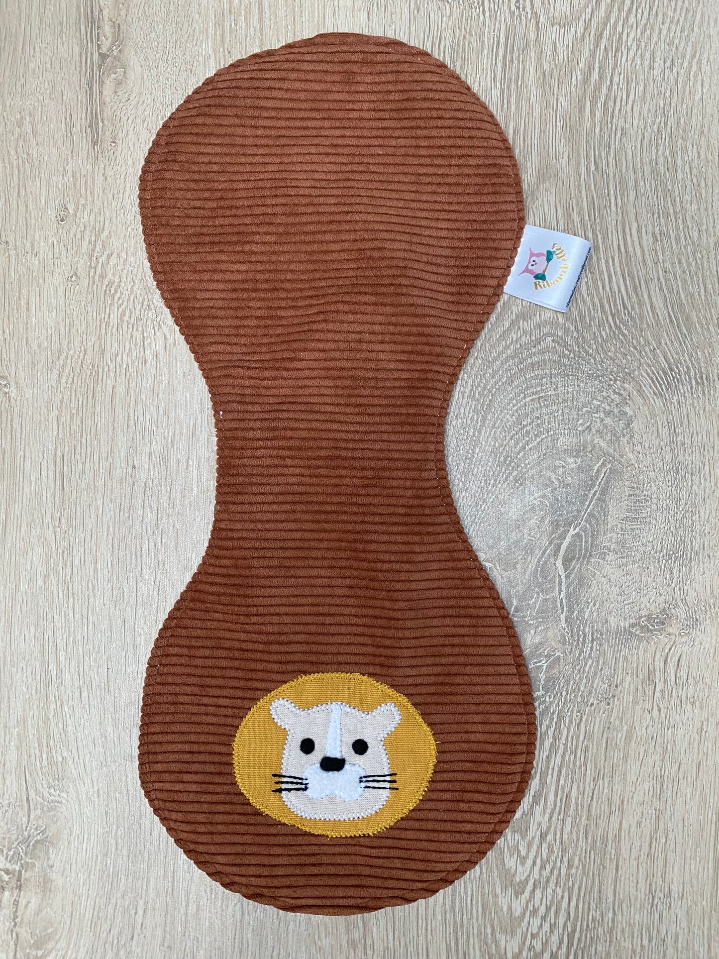 Bavoir d'épaule - petit lion - Marron/Moutarde