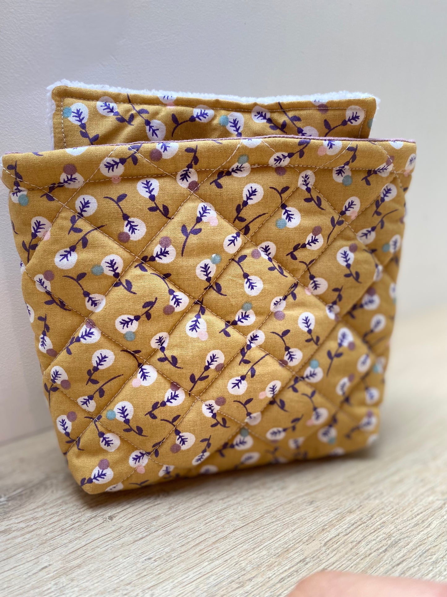 Panière de lingettes  - Parme/Moutarde