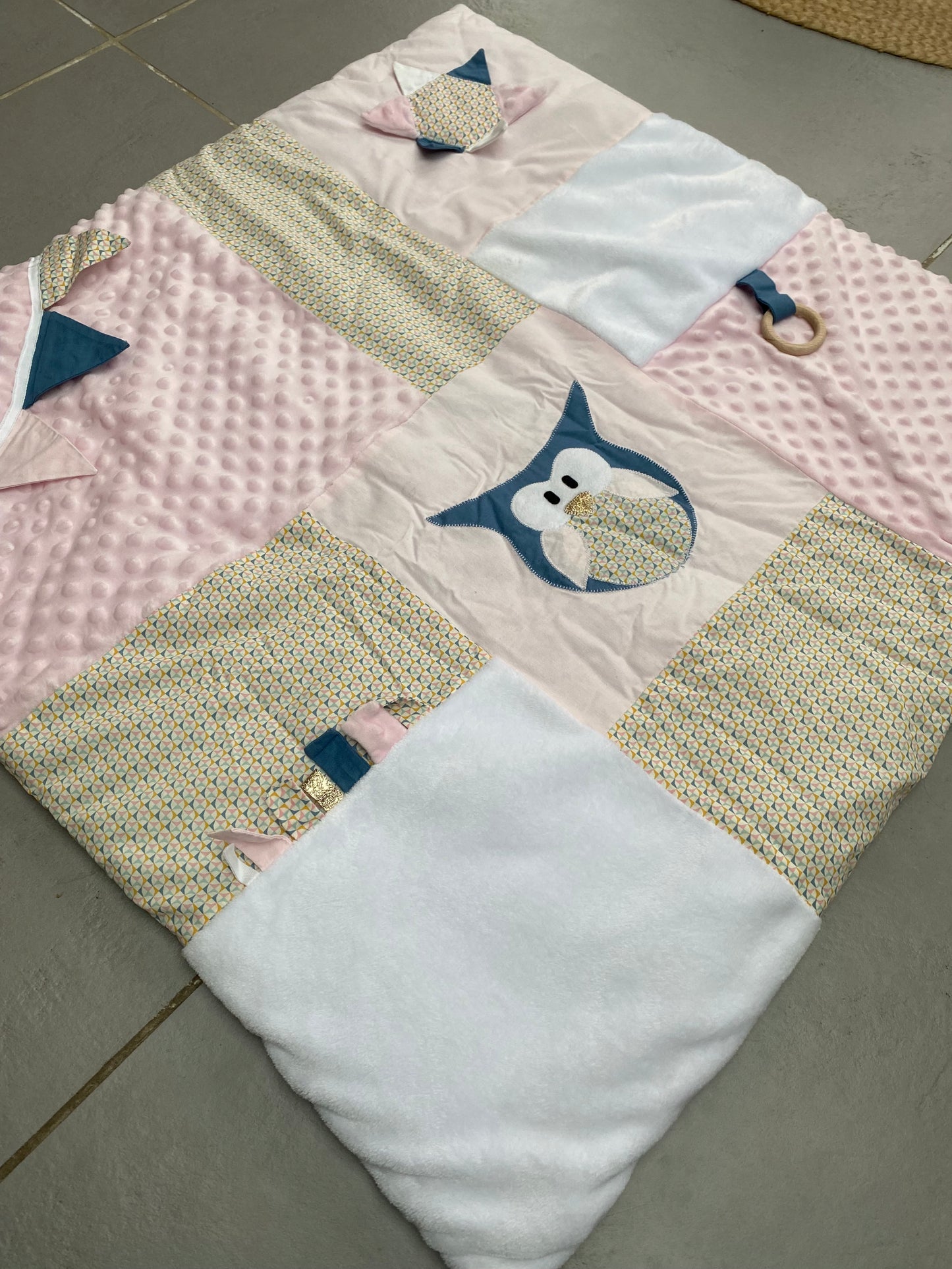 Tapis d'éveil - Collection Hibou - Rose/Bleu