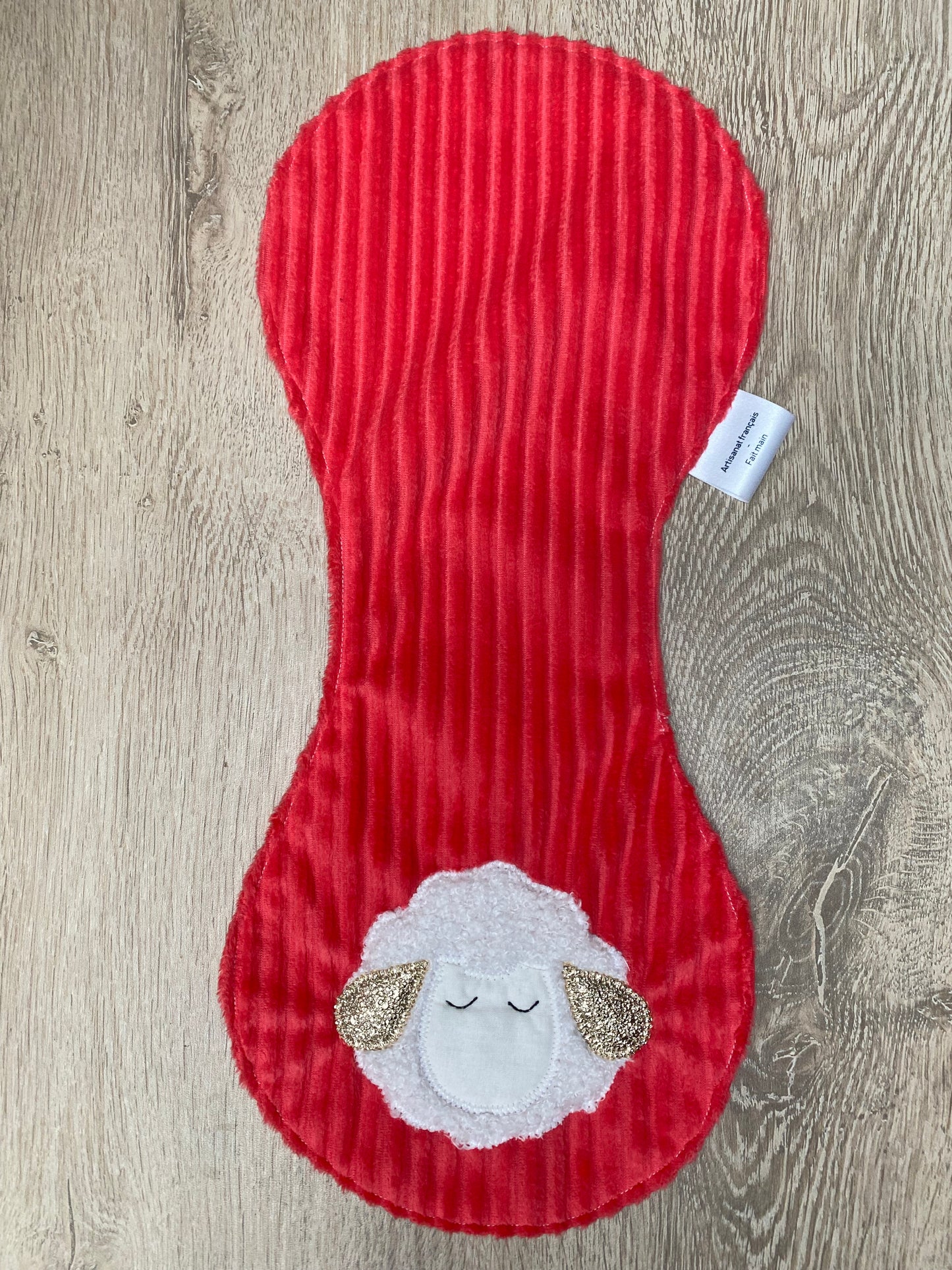 Bavoir d'épaule - petit mouton - Fuchsia/Crème