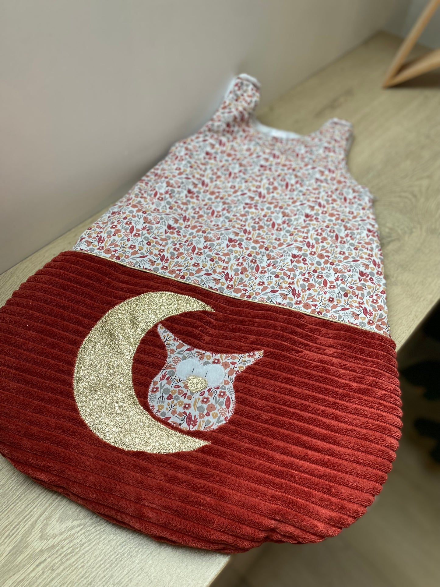 Gigoteuse 0-6M Mi saison - Collection Hibou dans la lune  -Bordeaux/Liberty