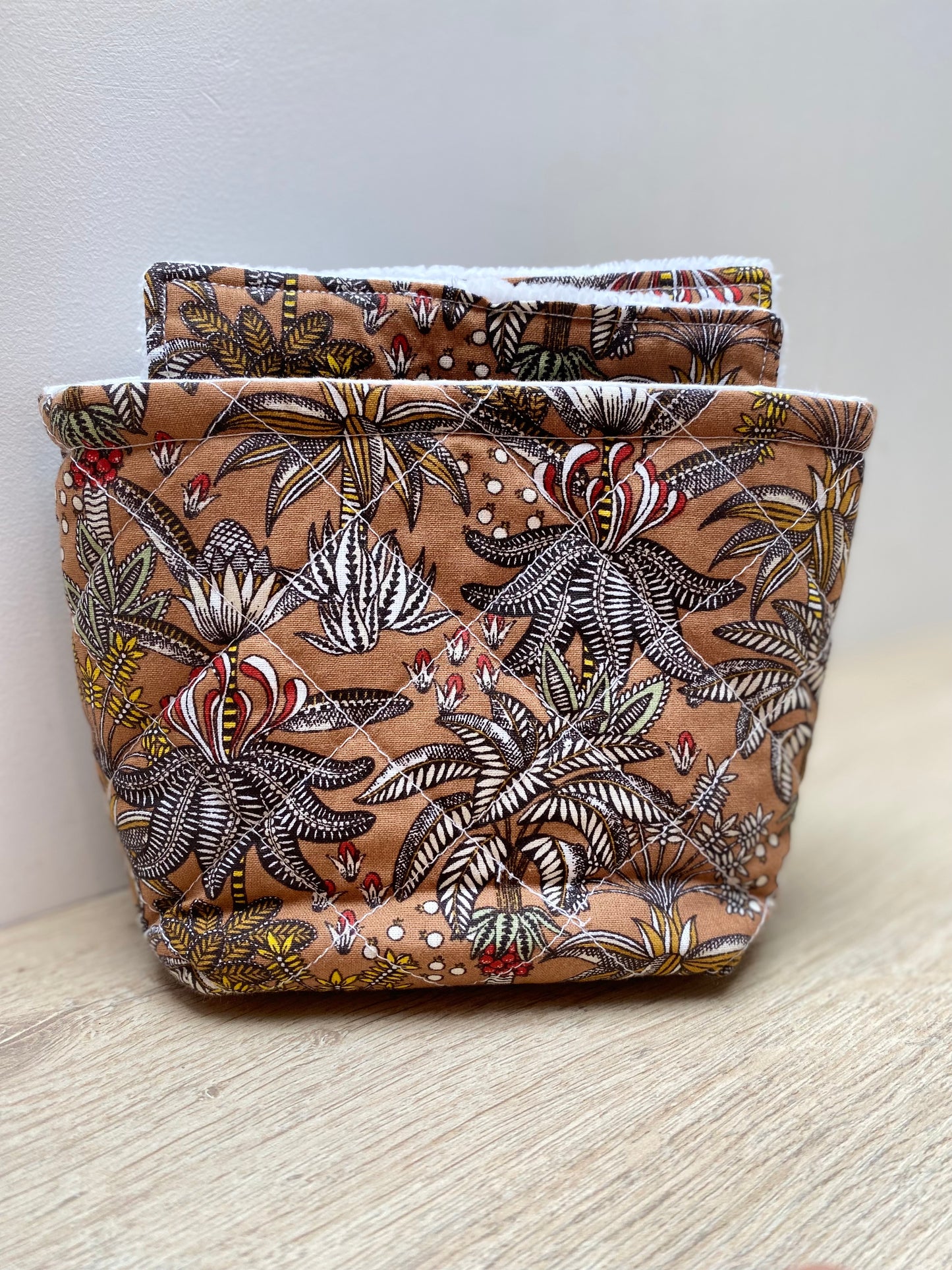 Panière de lingettes  - Blanc/Marron jungle