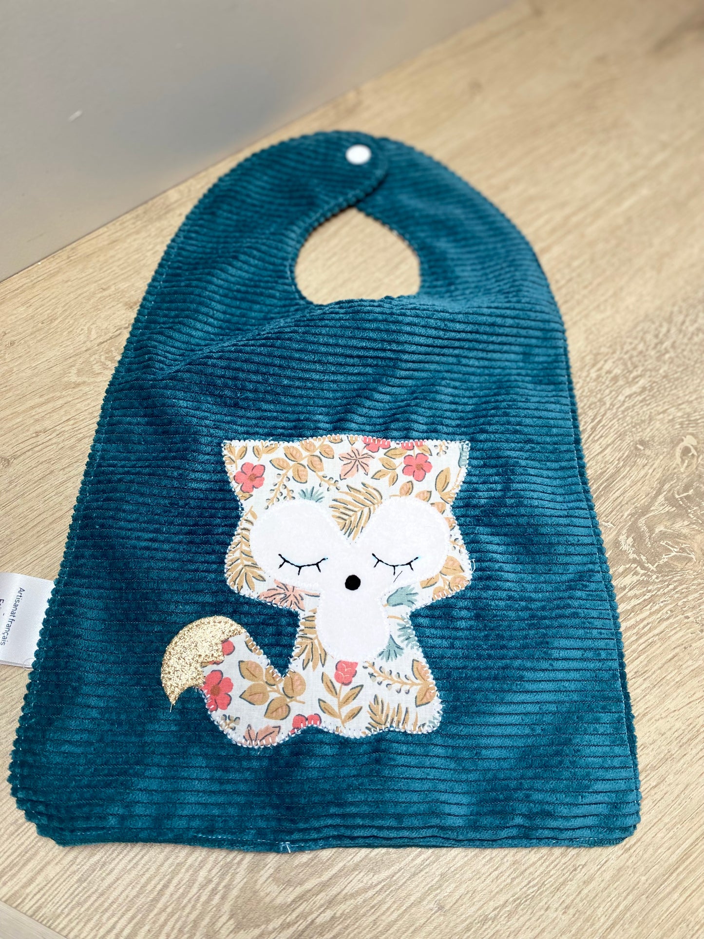 Bavoir - Collection Renard - Bleu/Rose/Taupe