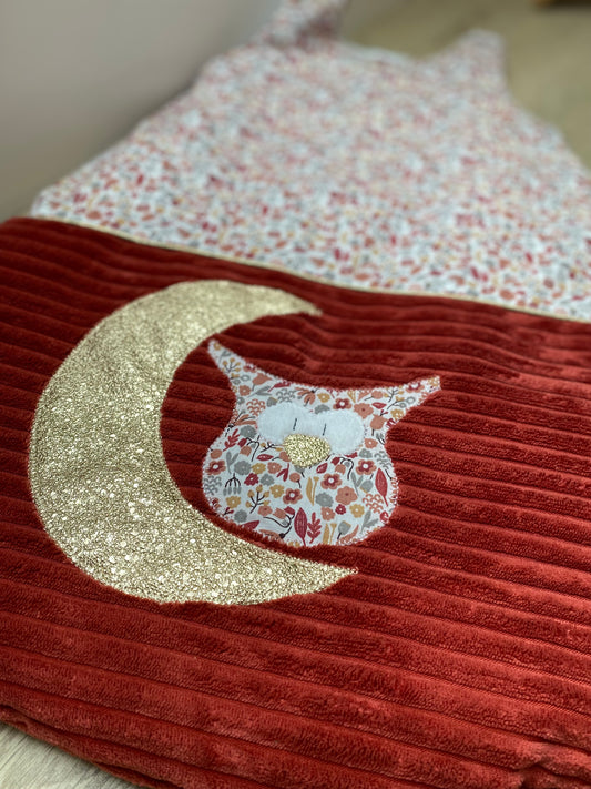 Gigoteuse 0-6M Mi saison - Collection Hibou dans la lune  -Bordeaux/Liberty