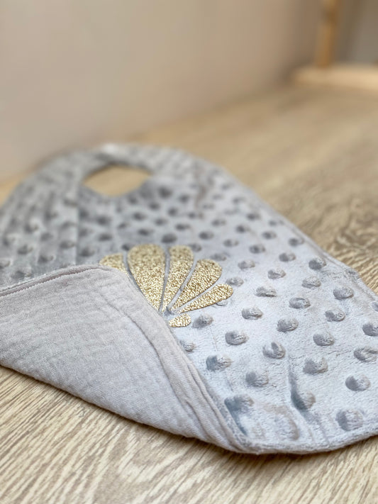Bavoir - Collection Coquillage - Gris/Gris - Fabrication artisanale