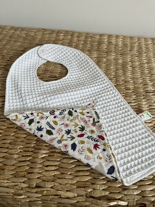 Bavoir - Collection Hibou - Rose/Blanc - Fabrication artisanale vue verso