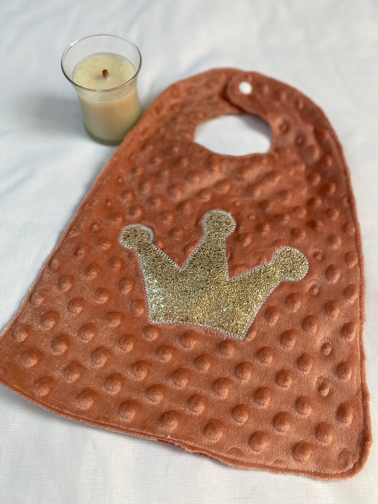 Bavoir - Collection Prince & princesses - Saumon/Multicolores - Fabrication artisanale