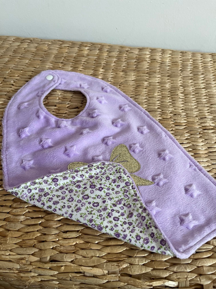 Bavoir - Collection Noeud Papillon - Parme/Liberty parme - Fabrication artisanale - vue verso