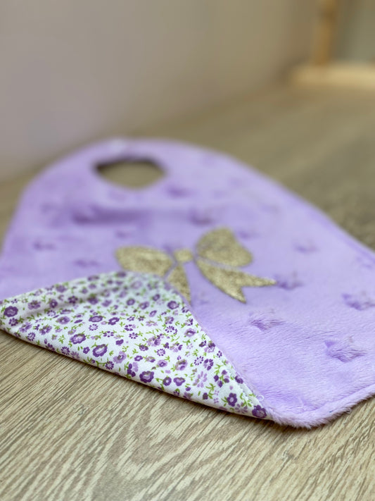 Bavoir - Collection Noeud Papillon - Parme/Liberty parme - Fabrication artisanale