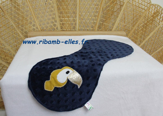 Bavoir d'épaule - Collection Toucan - Bleu nuit - Fabrication artisanale