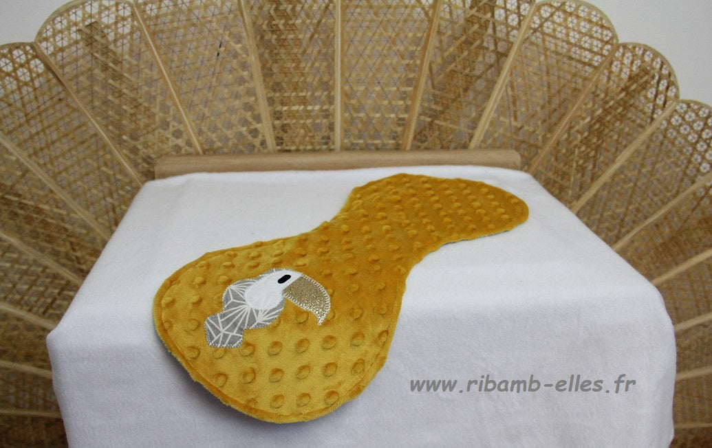 Bavoir d'épaule - Collection Toucan - Moutarde/Gris - Fabrication artisanale
