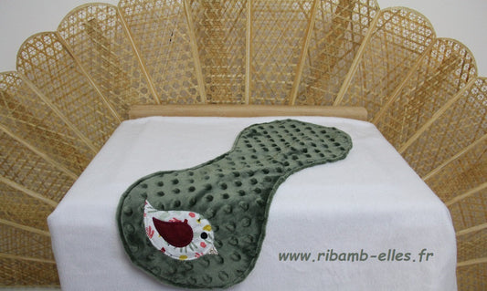 Bavoir d'épaule - Collection Oiseau - Kaki/Rose - Fabrication artisanale
