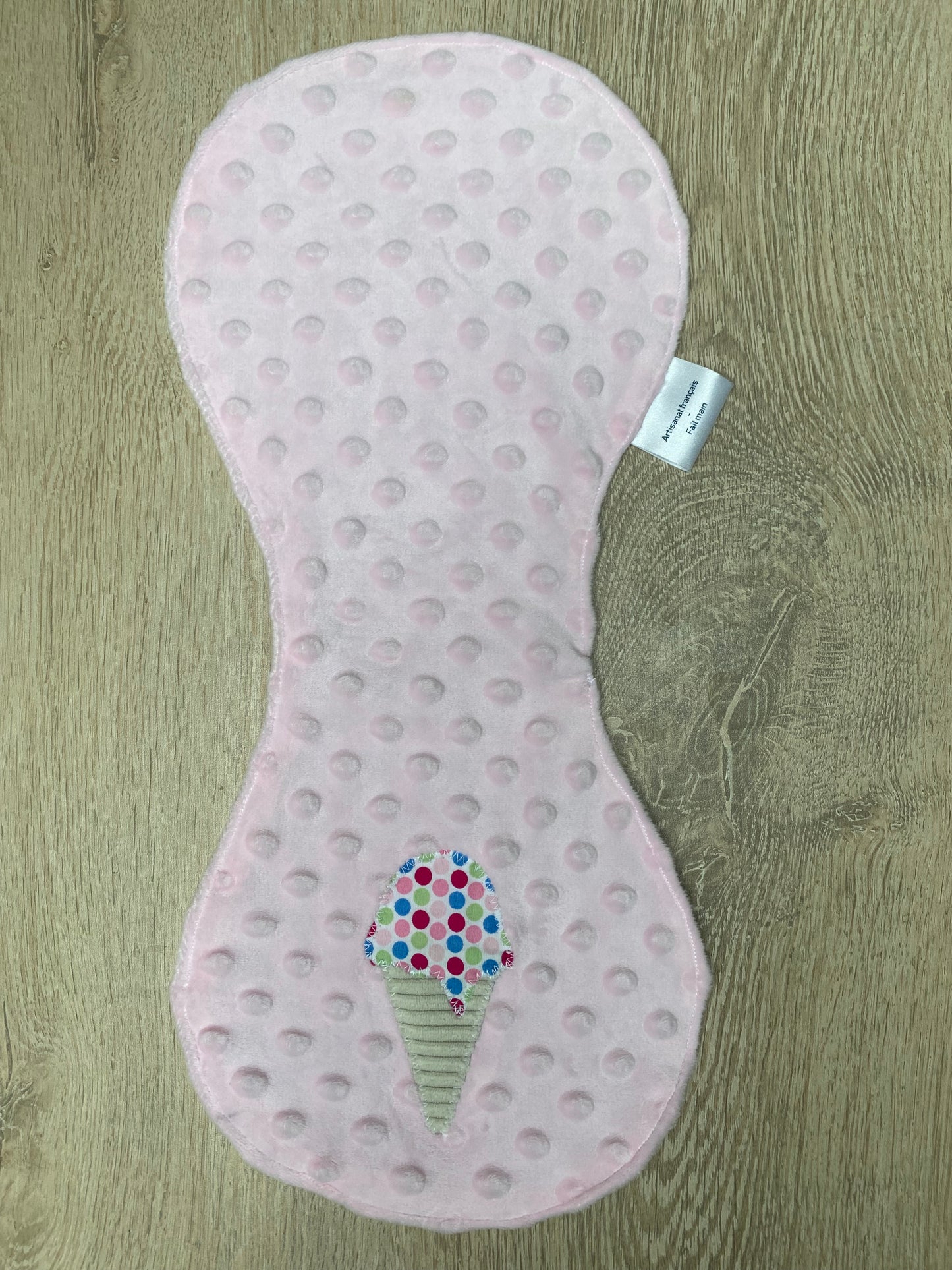 Bavoir d'épaule - cornet de glace - Rose/Fuchsia - Fabrication artisanale