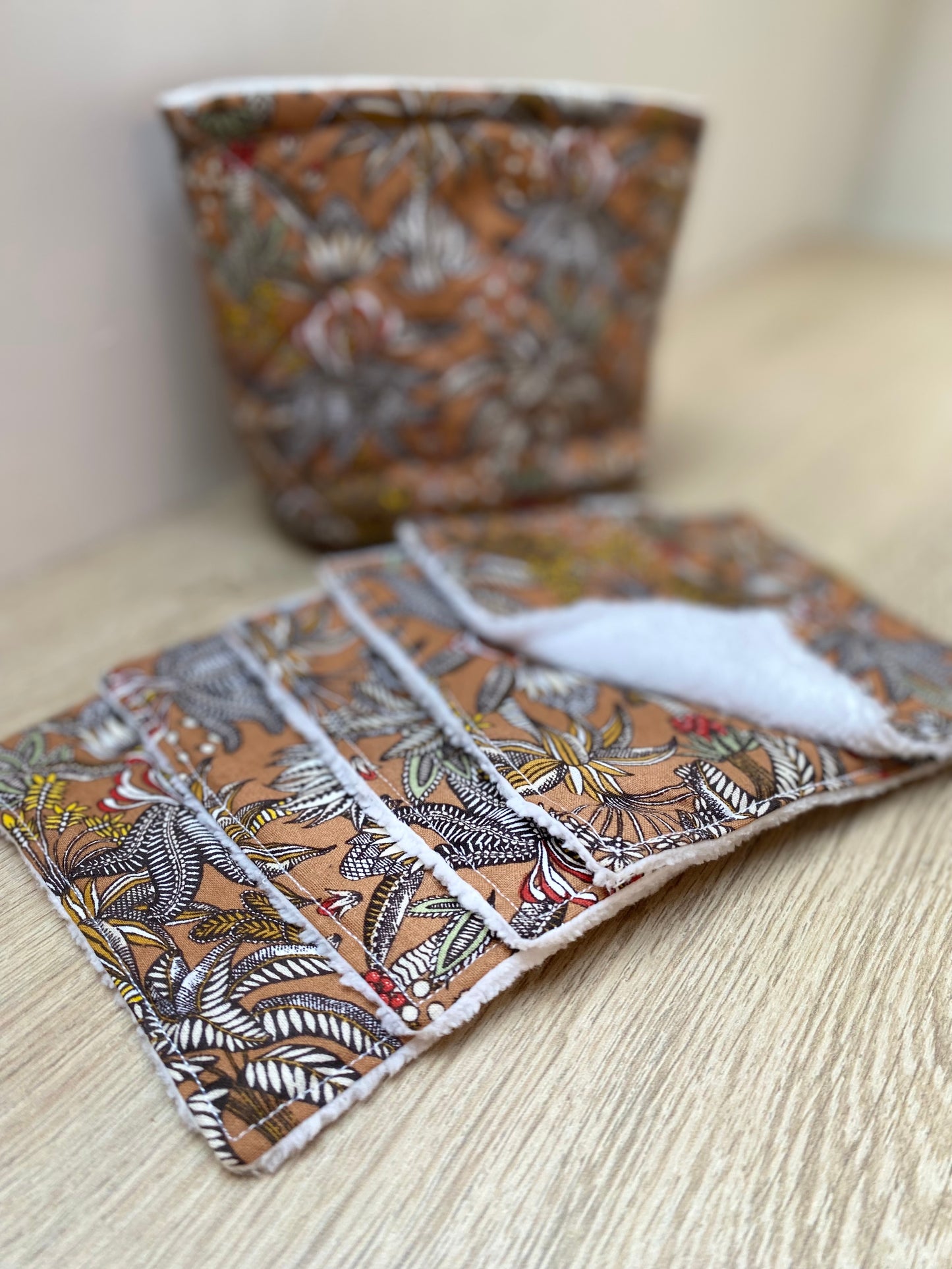 Panière de lingettes  - Blanc/Marron jungle