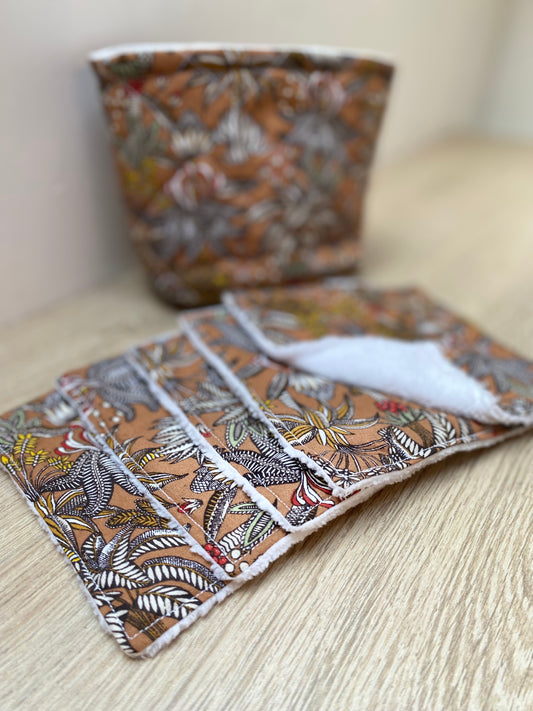 Panière de lingettes  - Blanc/Marron jungle