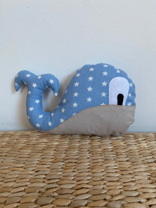 Doudou Baleine - Bleu/Taupe - Fabrication artisanale