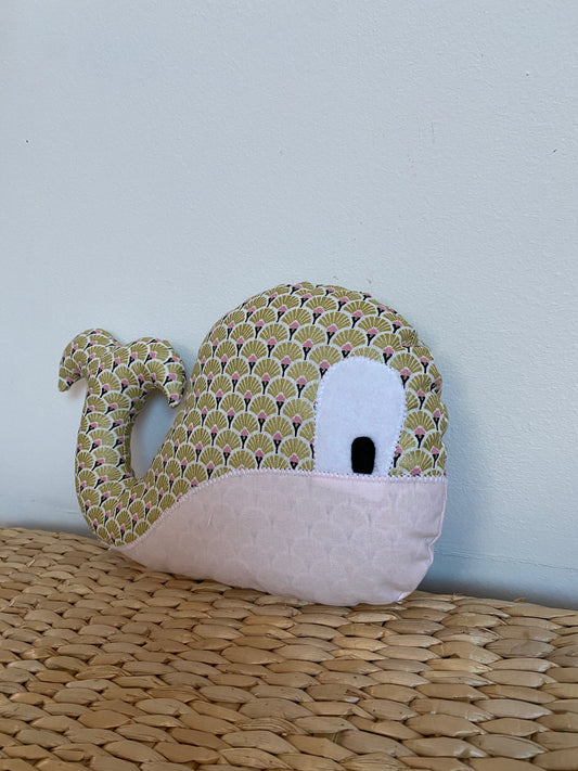 Doudou Baleine - Doré/Rose - fabrication artisanale