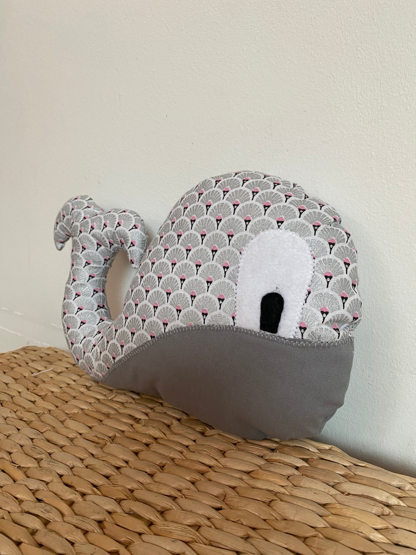 Doudou Baleine - Argenté/Gris - Fabrication artisanale